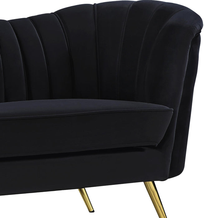 Margo Black Velvet Loveseat - Bargain Furniture (Detroit, MI)
