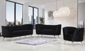Margo Black Velvet Loveseat - Bargain Furniture (Detroit, MI)