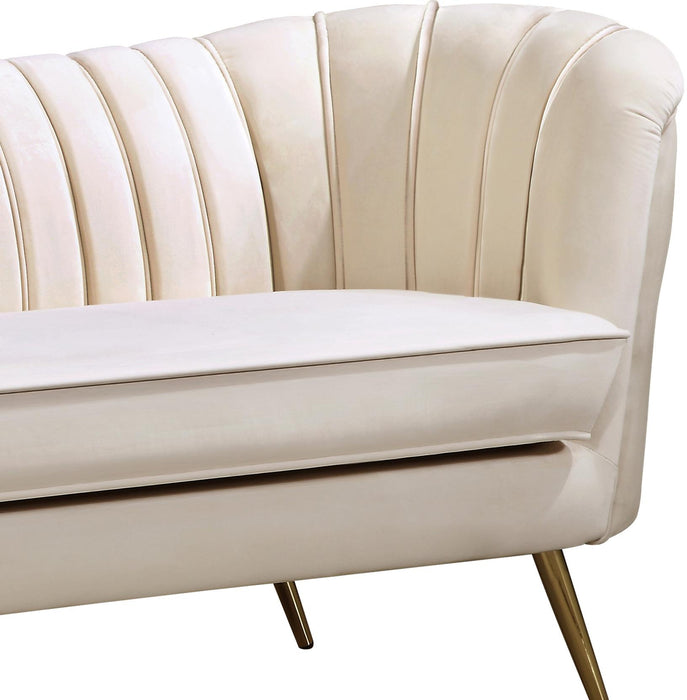 Margo Cream Velvet Loveseat - Bargain Furniture (Detroit, MI)