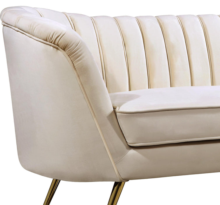Margo Cream Velvet Loveseat - Bargain Furniture (Detroit, MI)