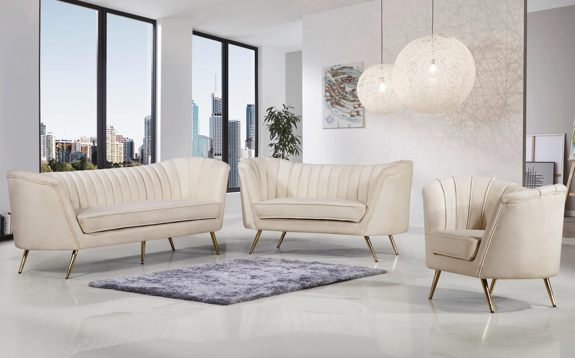 Margo Cream Velvet Loveseat - Bargain Furniture (Detroit, MI)