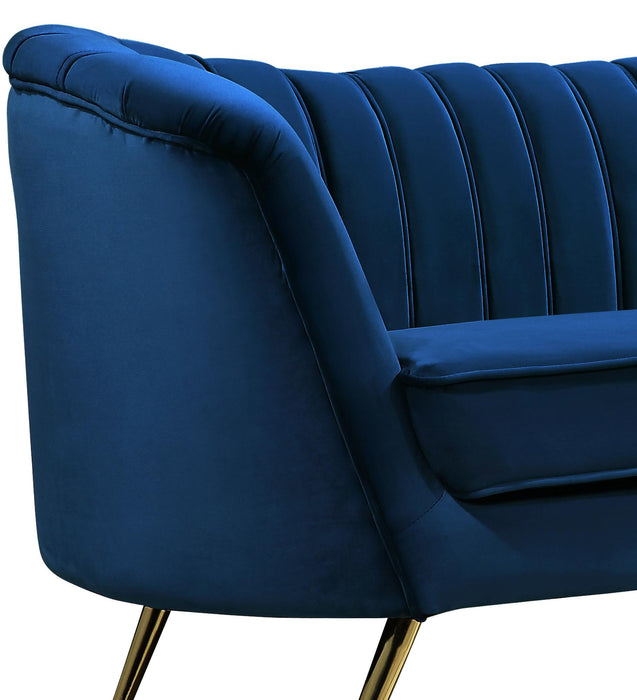 Margo Navy Velvet Loveseat - Bargain Furniture (Detroit, MI)