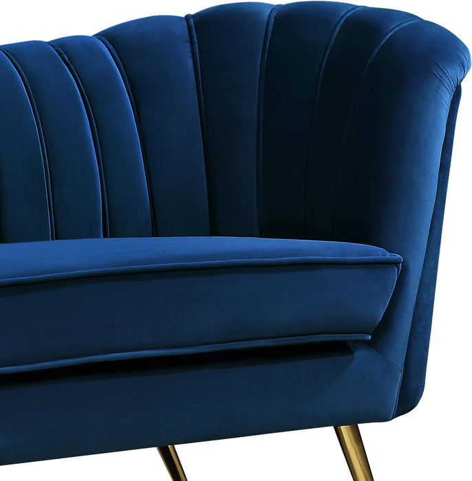 Margo Navy Velvet Loveseat - Bargain Furniture (Detroit, MI)