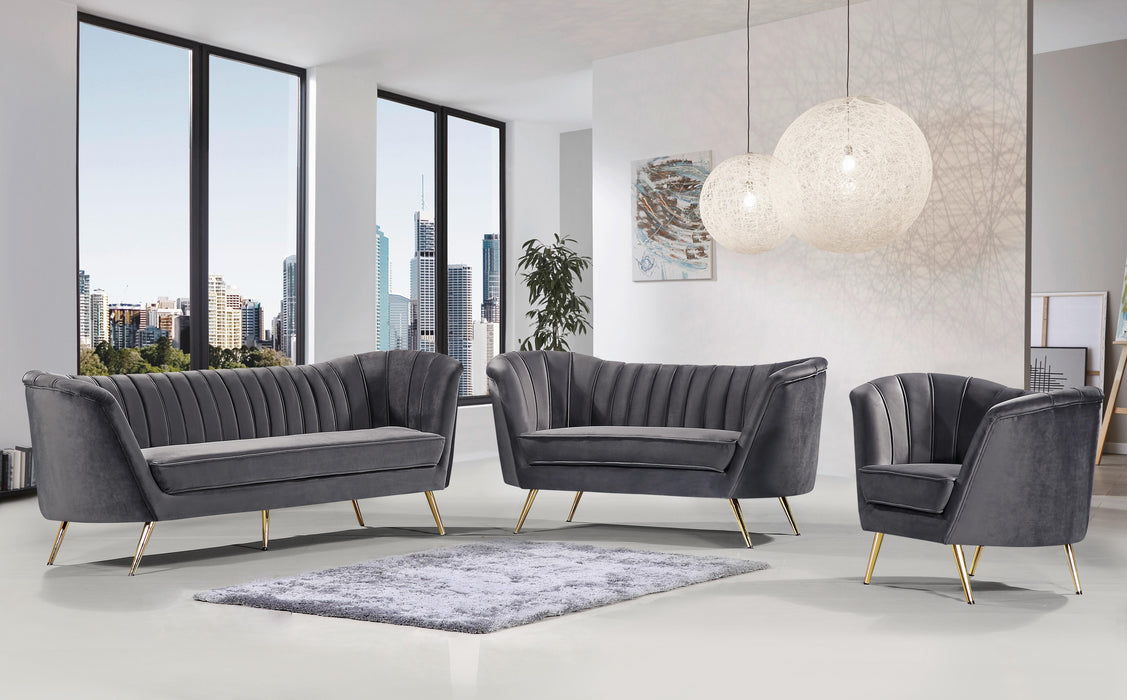 Margo Grey Velvet Sofa - Bargain Furniture (Detroit, MI)