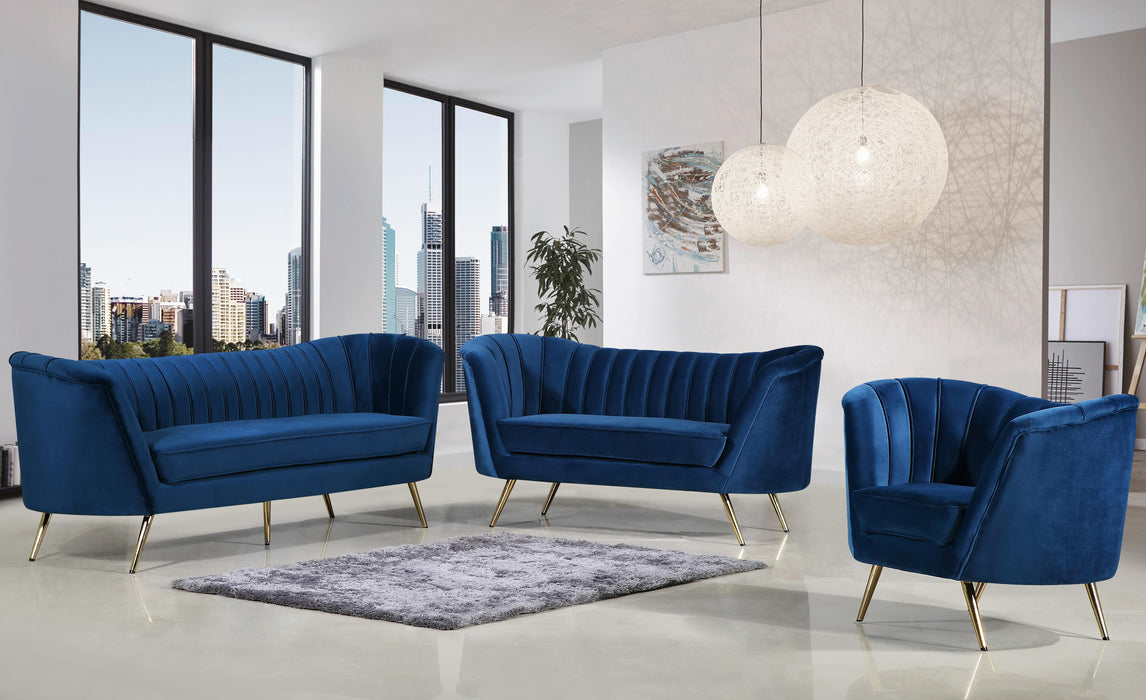 Margo Navy Velvet Loveseat - Bargain Furniture (Detroit, MI)