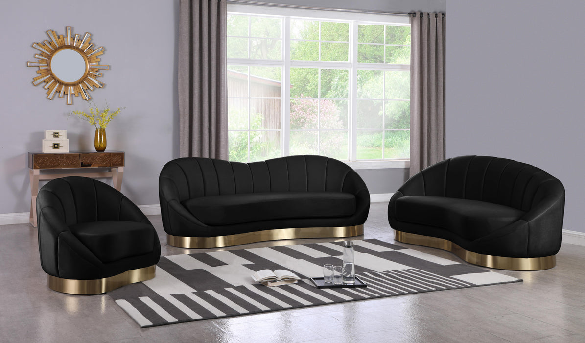 Shelly Black Velvet Sofa - Bargain Furniture (Detroit, MI)