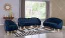 Shelly Navy Velvet Chaise - Bargain Furniture (Detroit, MI)