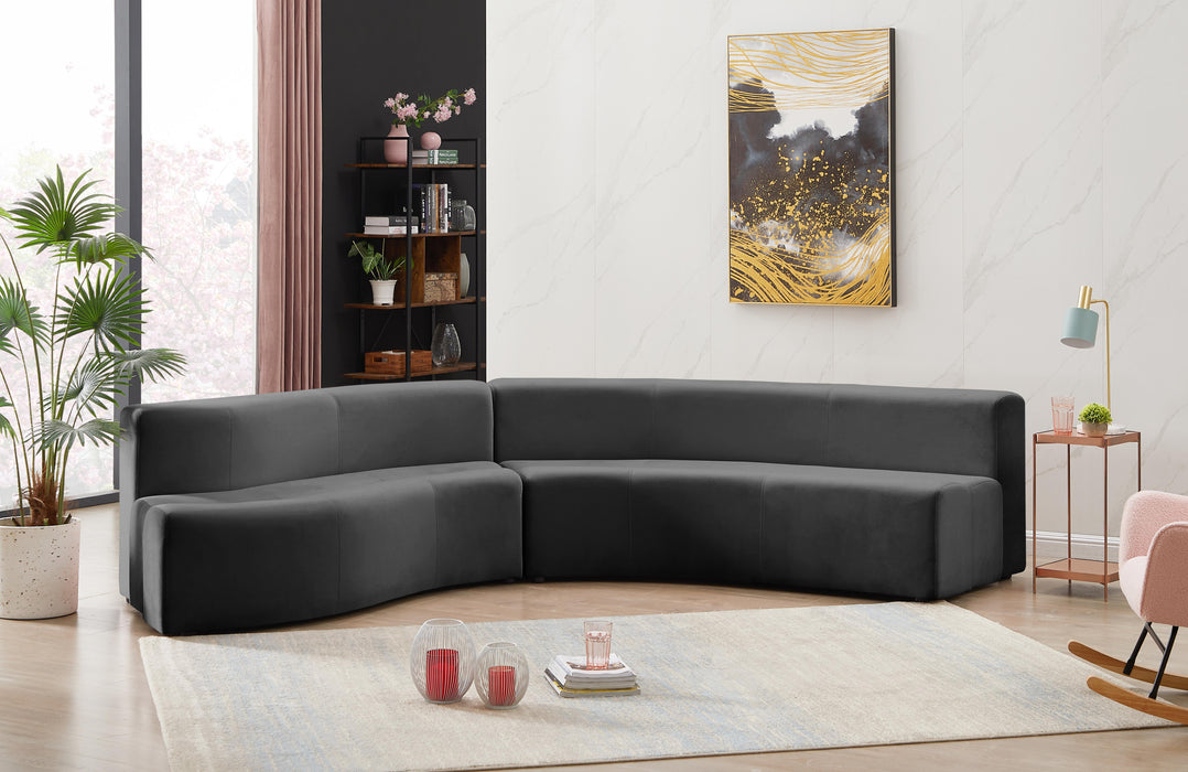 Curl Grey Velvet 2pc. Sectional