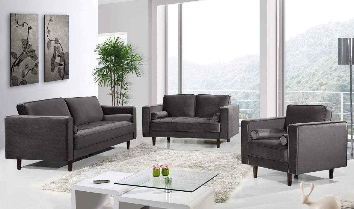 Emily Grey Velvet Sofa - Bargain Furniture (Detroit, MI)