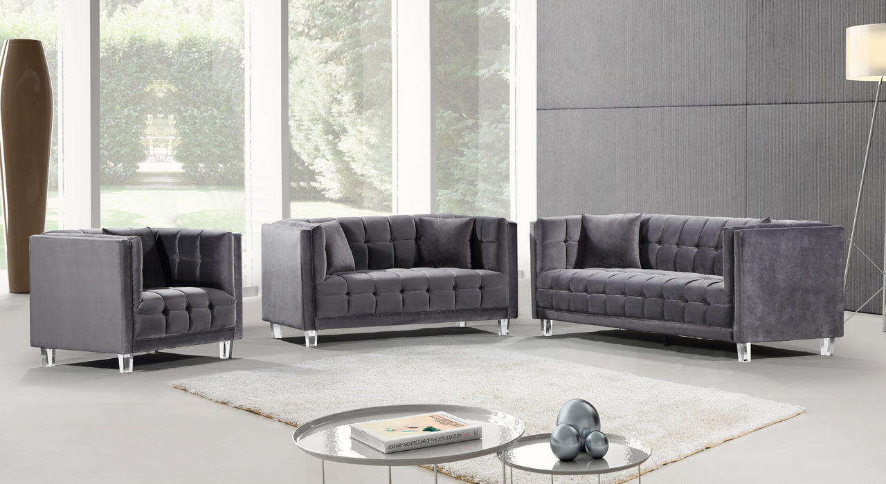 Mariel Grey Velvet Sofa - Bargain Furniture (Detroit, MI)