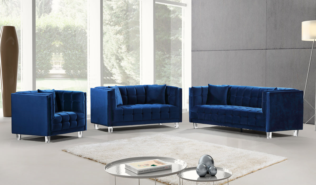 Mariel Navy Velvet Loveseat - Bargain Furniture (Detroit, MI)