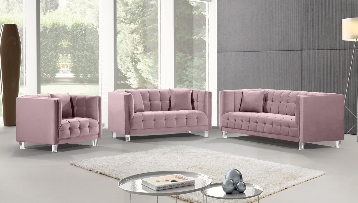 Mariel Pink Velvet Loveseat - Bargain Furniture (Detroit, MI)
