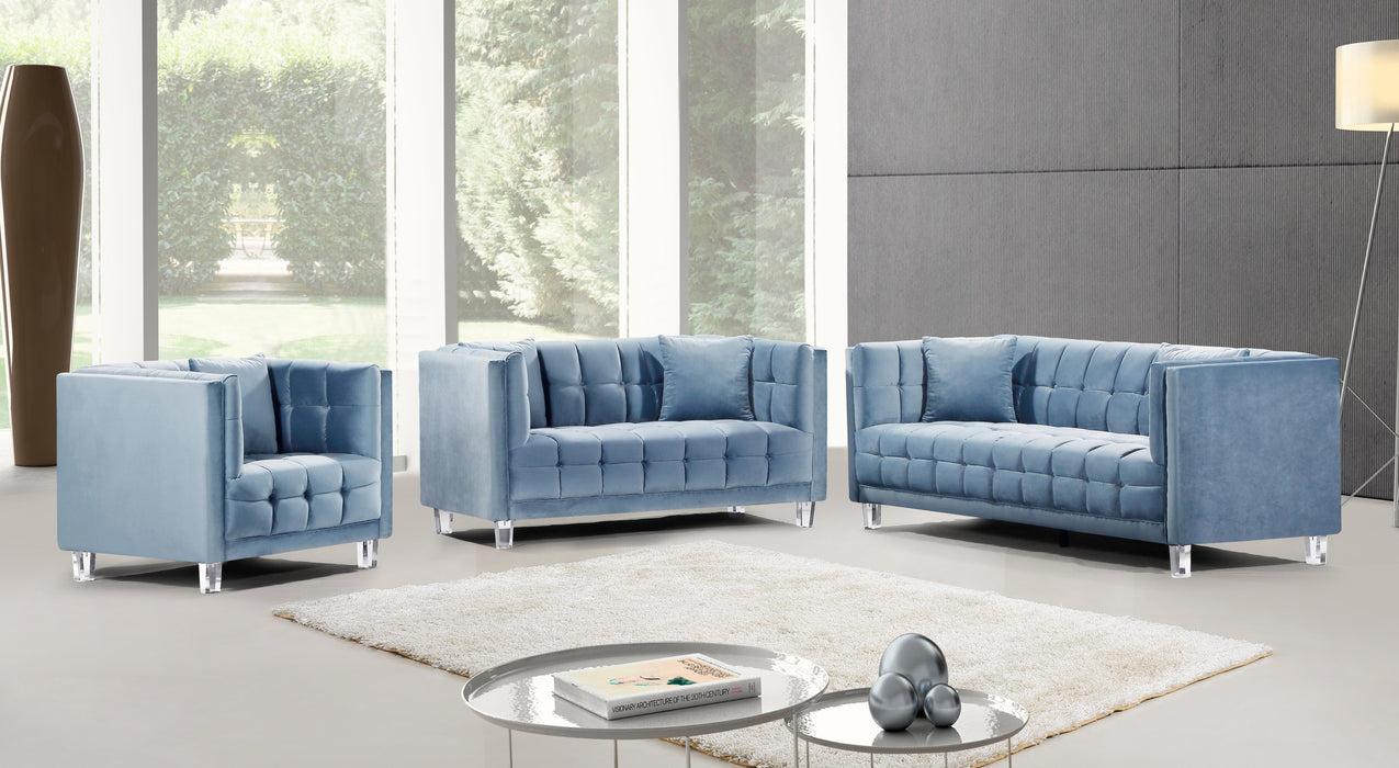 Mariel Sky Blue Velvet Sofa - Bargain Furniture (Detroit, MI)