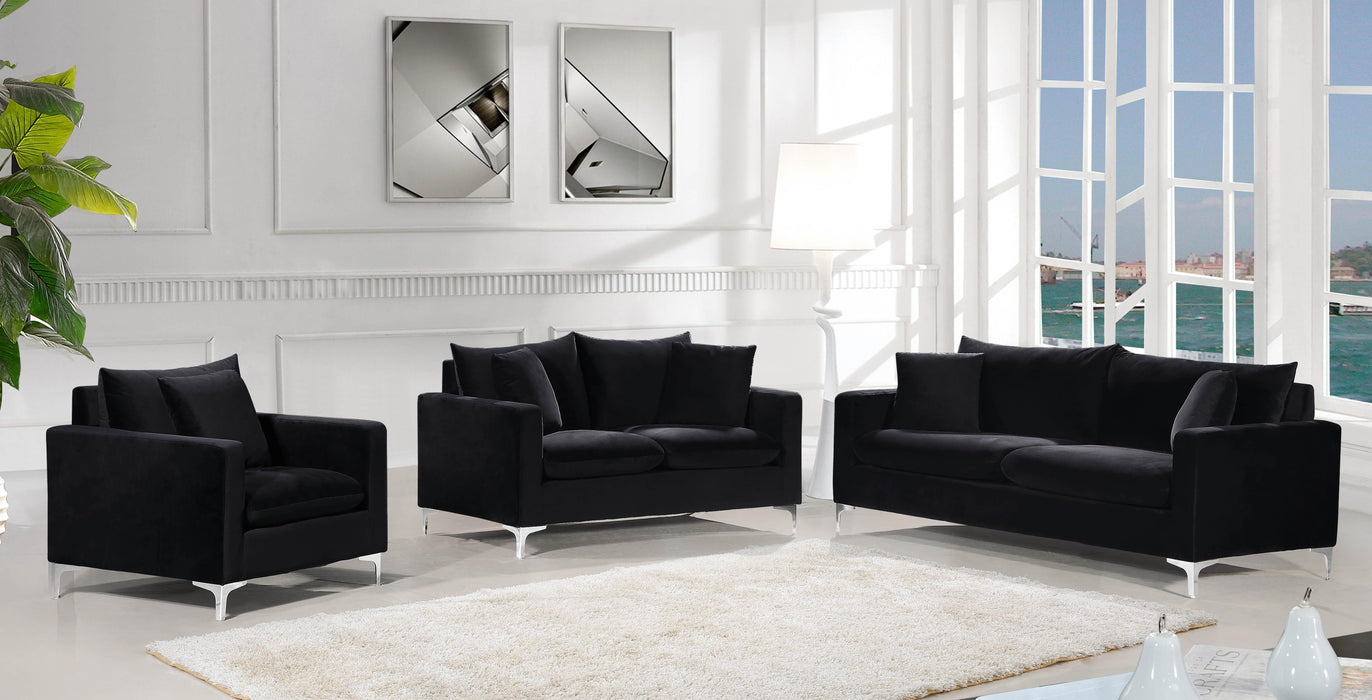 Naomi Black Velvet Sofa - Bargain Furniture (Detroit, MI)