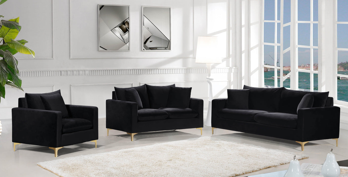 Naomi Black Velvet Sofa - Bargain Furniture (Detroit, MI)