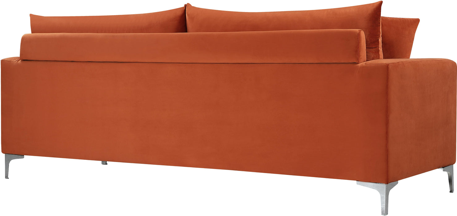 Naomi Cognac Velvet Sofa - Bargain Furniture (Detroit, MI)