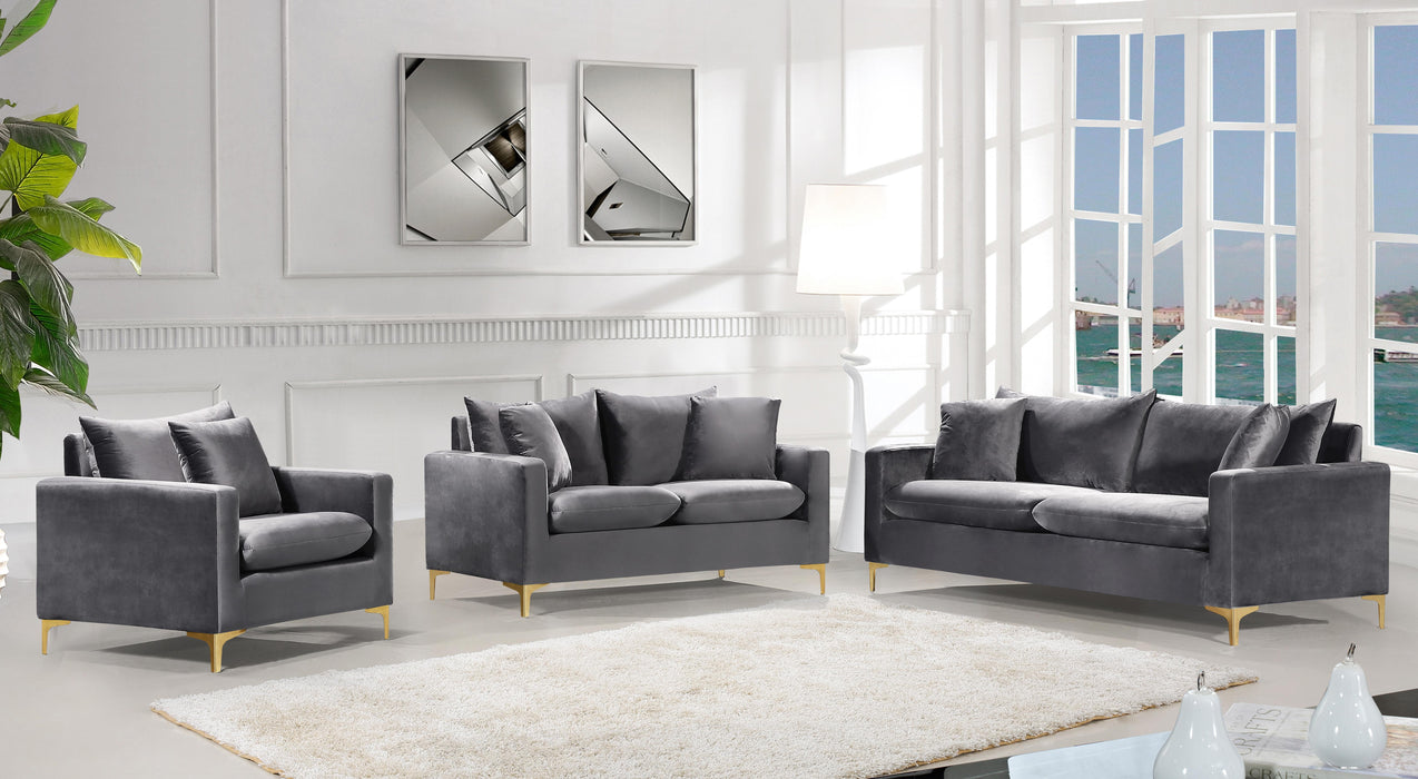 Naomi Grey Velvet Sofa - Bargain Furniture (Detroit, MI)