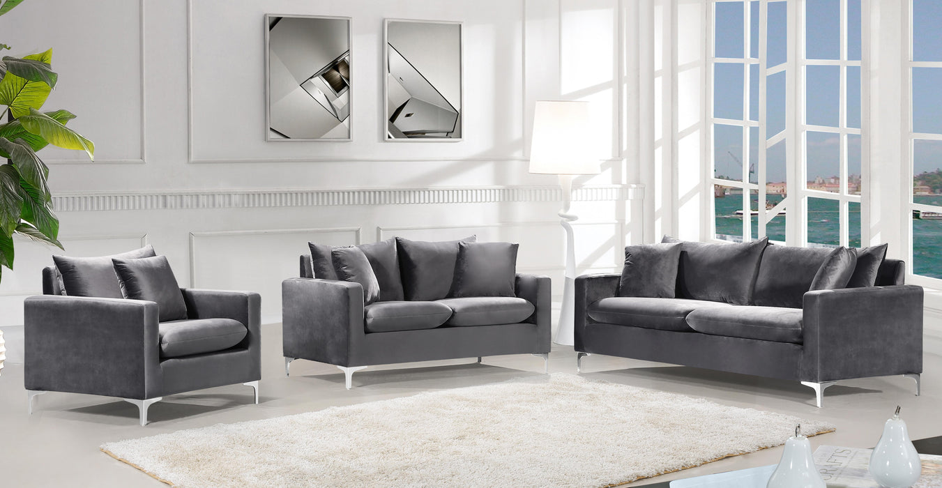 Naomi Grey Velvet Sofa - Bargain Furniture (Detroit, MI)