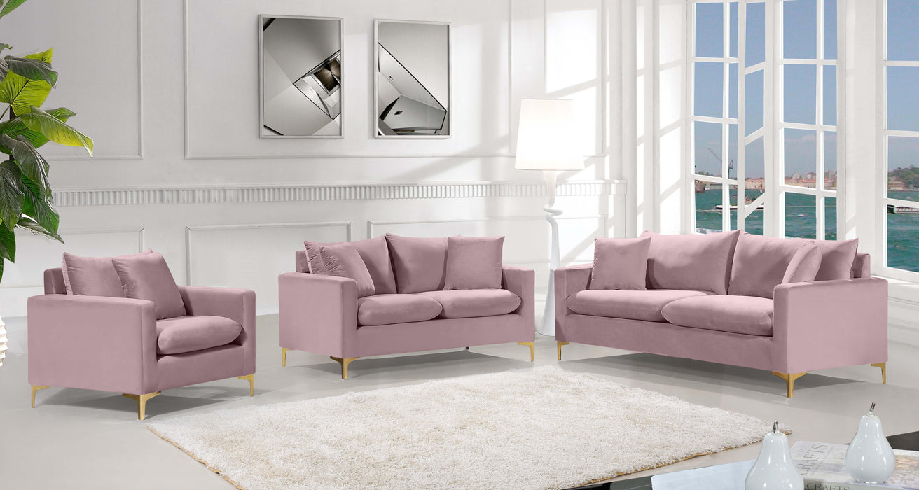 Naomi Pink Velvet Sofa - Bargain Furniture (Detroit, MI)