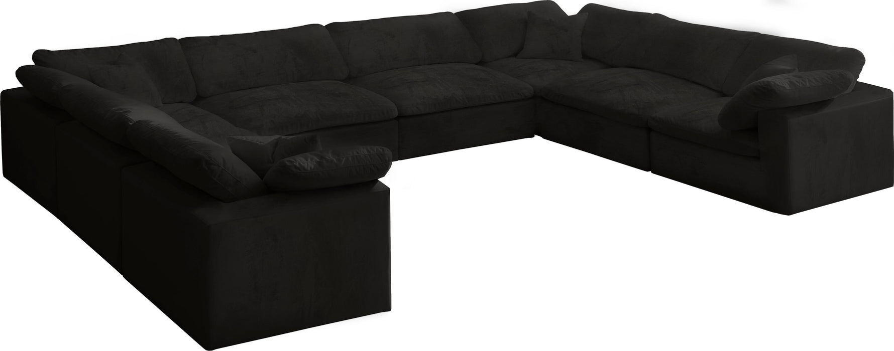 Cozy Black Velvet Cloud Modular Sectional