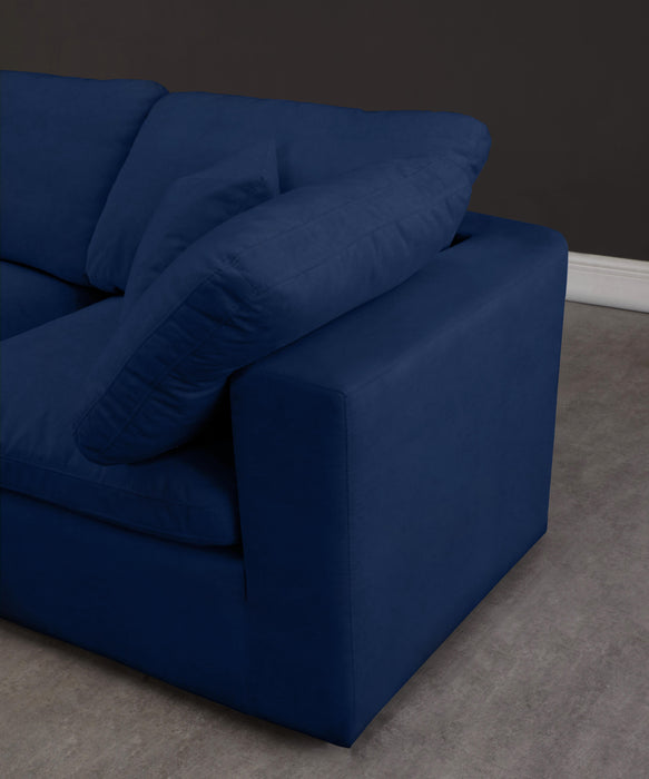 Cozy Navy Velvet Cloud Modular Armless Sofa - Bargain Furniture (Detroit, MI)