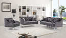 Roxy Grey Velvet Loveseat - Bargain Furniture (Detroit, MI)