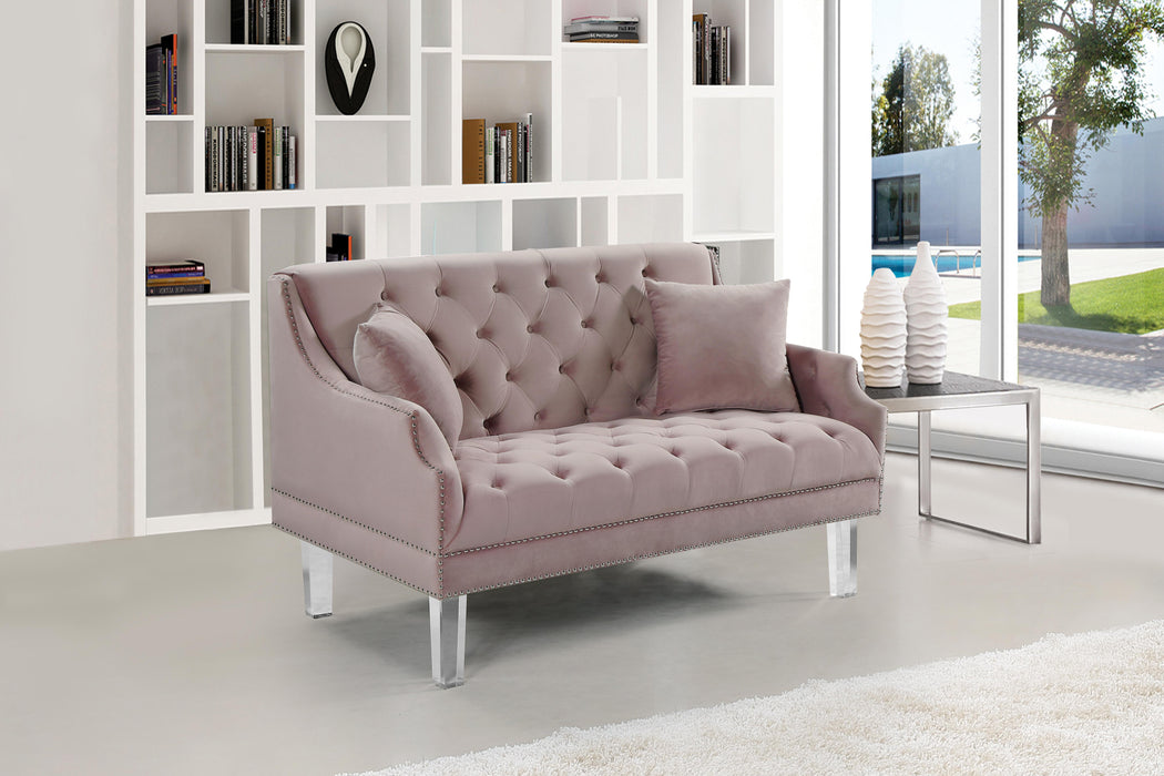 Roxy Pink Velvet Loveseat