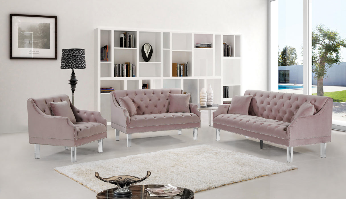 Roxy Pink Velvet Loveseat - Bargain Furniture (Detroit, MI)