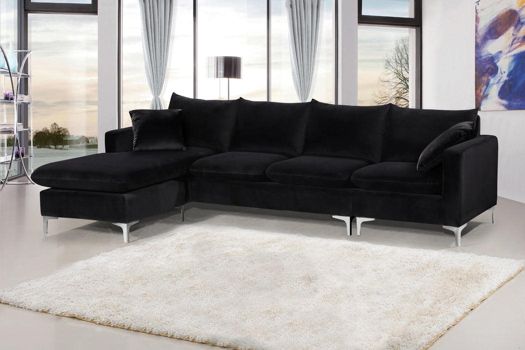 Naomi Black Velvet 2pc. Reversible Sectional