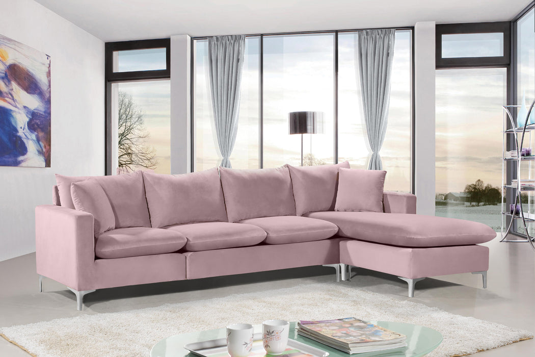 Naomi Pink Velvet 2pc. Reversible Sectional