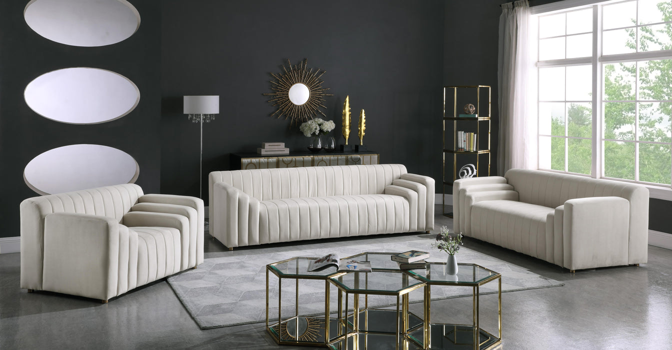 Naya Cream Velvet Loveseat - Bargain Furniture (Detroit, MI)