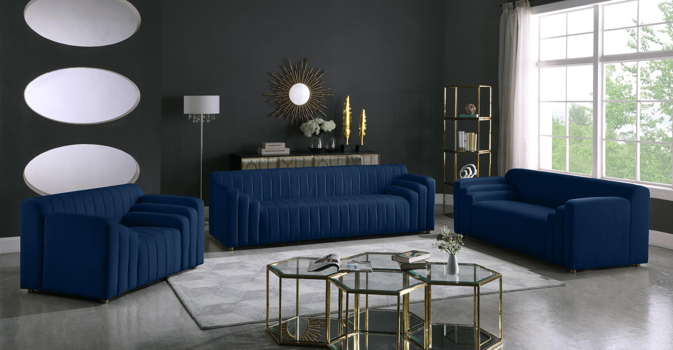 Naya Navy Velvet Sofa - Bargain Furniture (Detroit, MI)