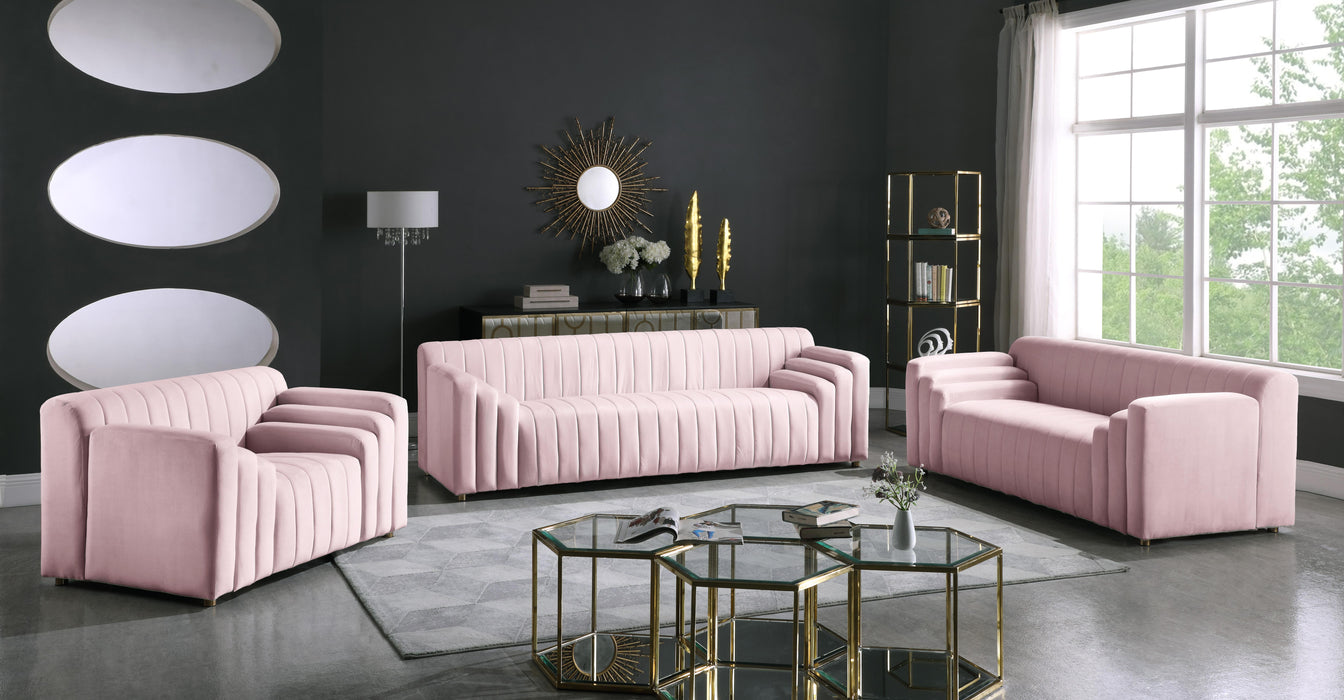 Naya Pink Velvet Loveseat - Bargain Furniture (Detroit, MI)