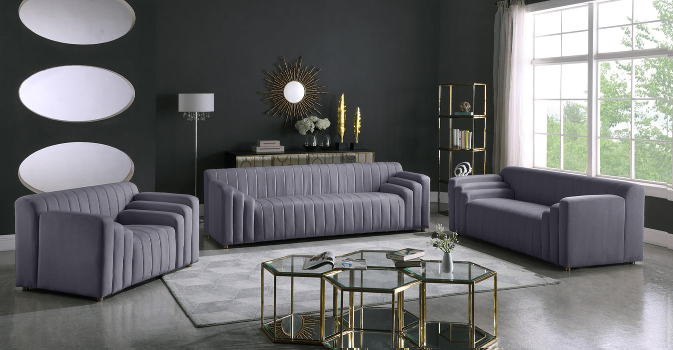 Naya Grey Velvet Loveseat - Bargain Furniture (Detroit, MI)