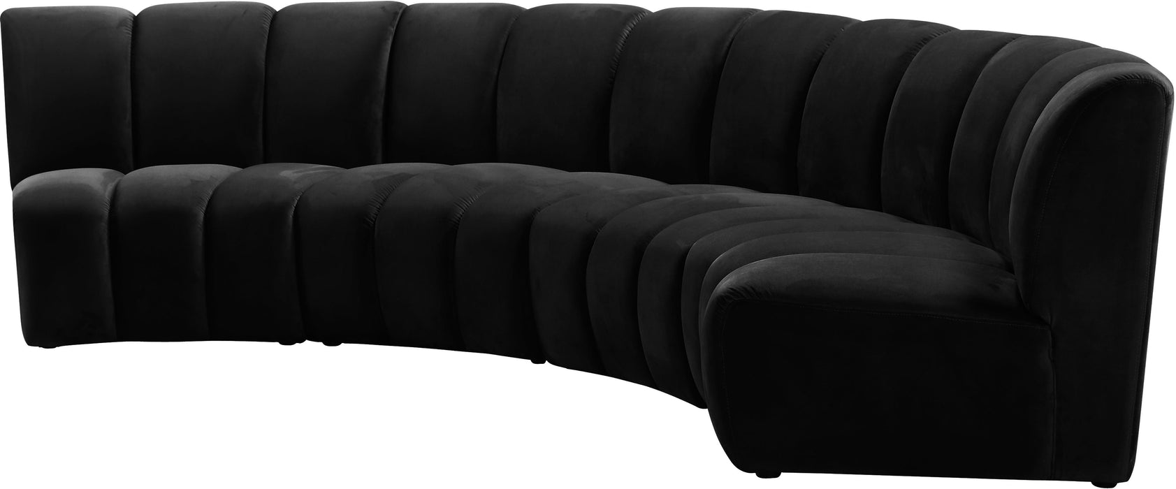 Infinity Black Velvet 4pc. Modular Sectional