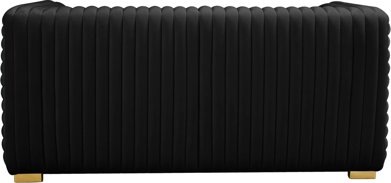 Ravish Black Velvet Loveseat - Bargain Furniture (Detroit, MI)