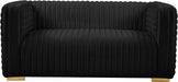 Ravish Black Velvet Loveseat - Bargain Furniture (Detroit, MI)
