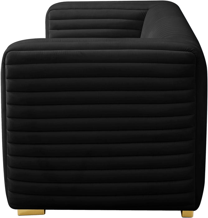 Ravish Black Velvet Loveseat - Bargain Furniture (Detroit, MI)