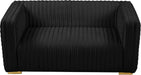 Ravish Black Velvet Loveseat - Bargain Furniture (Detroit, MI)