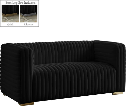 Ravish Black Velvet Loveseat - Bargain Furniture (Detroit, MI)