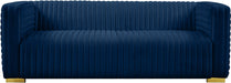 Ravish Navy Velvet Sofa - Bargain Furniture (Detroit, MI)