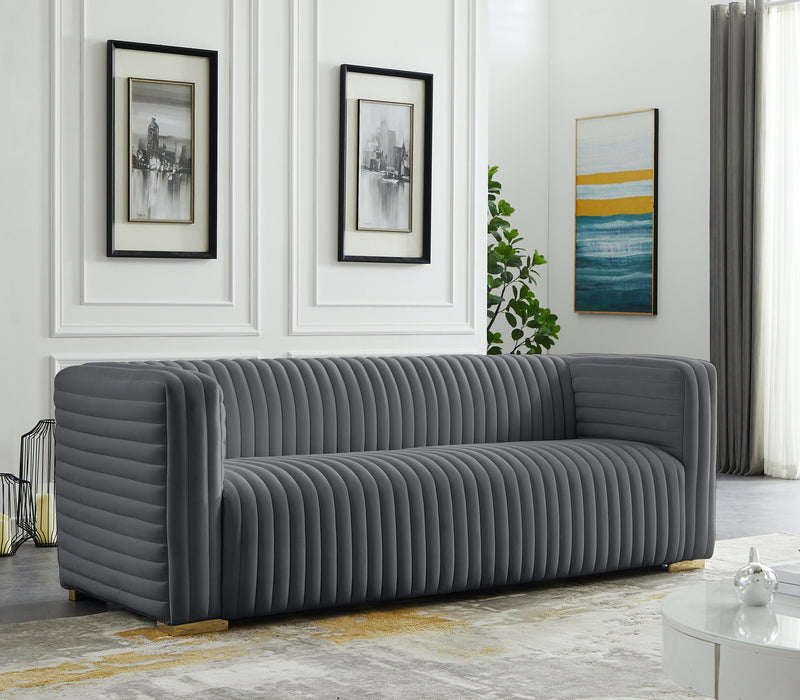 Ravish Grey Velvet Sofa - Bargain Furniture (Detroit, MI)
