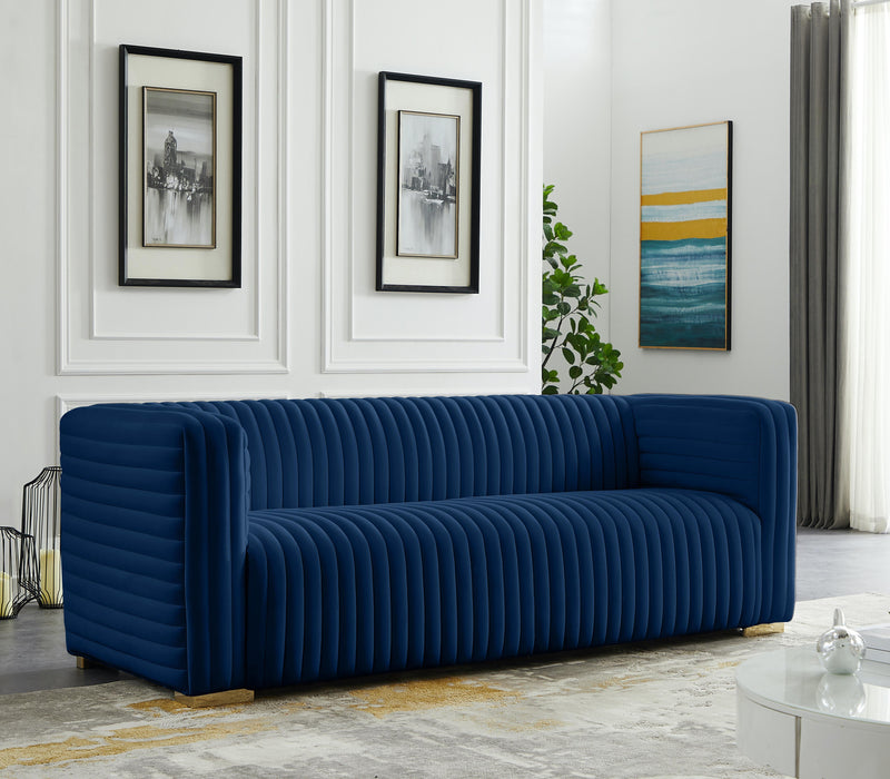 Ravish Navy Velvet Sofa - Bargain Furniture (Detroit, MI)