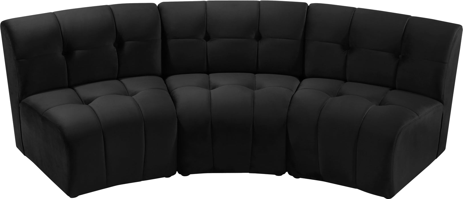 Limitless Black Velvet 3pc. Modular Sectional