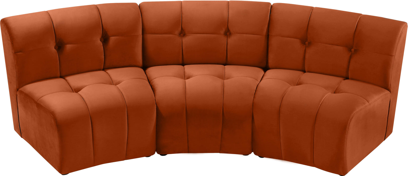 Limitless Cognac Velvet 3pc. Modular Sectional