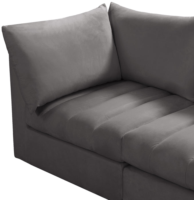 Jacob Grey Velvet Modular Sofa - Bargain Furniture (Detroit, MI)