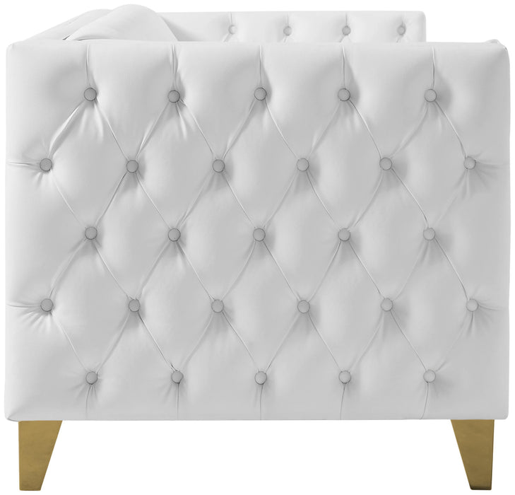Michelle White Faux Leather Sofa - Bargain Furniture (Detroit, MI)
