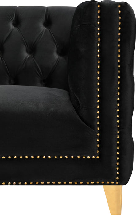 Michelle Black Velvet Loveseat - Bargain Furniture (Detroit, MI)