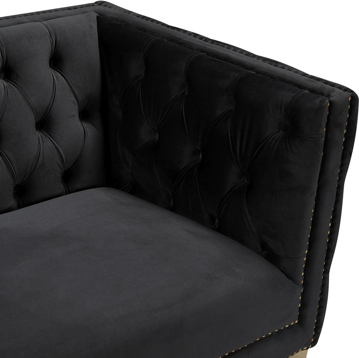 Michelle Black Velvet Loveseat - Bargain Furniture (Detroit, MI)