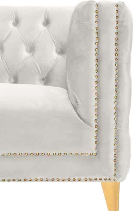Michelle Cream Velvet Loveseat - Bargain Furniture (Detroit, MI)